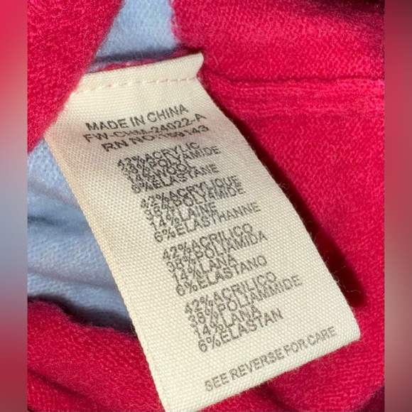 Anthropologie Maeve Textured Rugby Polo Sweater Pink Combo Women Size M Preppy - Picture 8 of 8